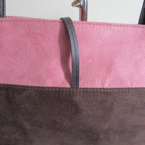 Estee Lauder Faux Suede Pink and Brown Tote Bag - Picture 9 of 15